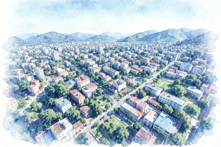 Vista aérea de Manhuaçu, Minas Gerais, com destaque para a área urbana
