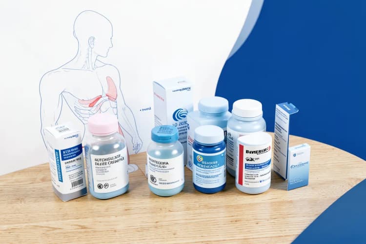 Embalagens de medicamentos genéricos e de marca para problemas de próstata em cima de uma mesa.